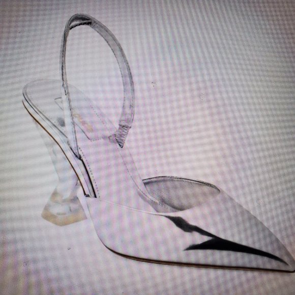 Larroude Gaga Silver Slingback Pumps | Transparent Sculptural Heel - Picture 3 of 6